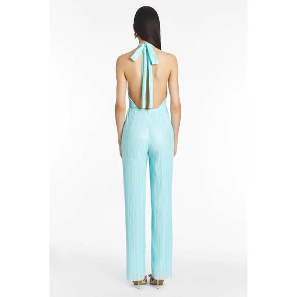 NEW AMANDA UPRICHARD extended halter jumpsuit in wave - Picture 3 of 4